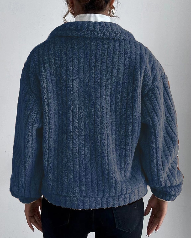 Dame Vinterfrakk Fleece-jakke Hold Varm Bekvem Lomme Knapper Mote عادي Ut på byen Helg Enkeltkneppet Normal Aftæpning Normal Langermet Yttertøy Svart Brun Mørkegrå Vinter 2025 - $24.99 –P13