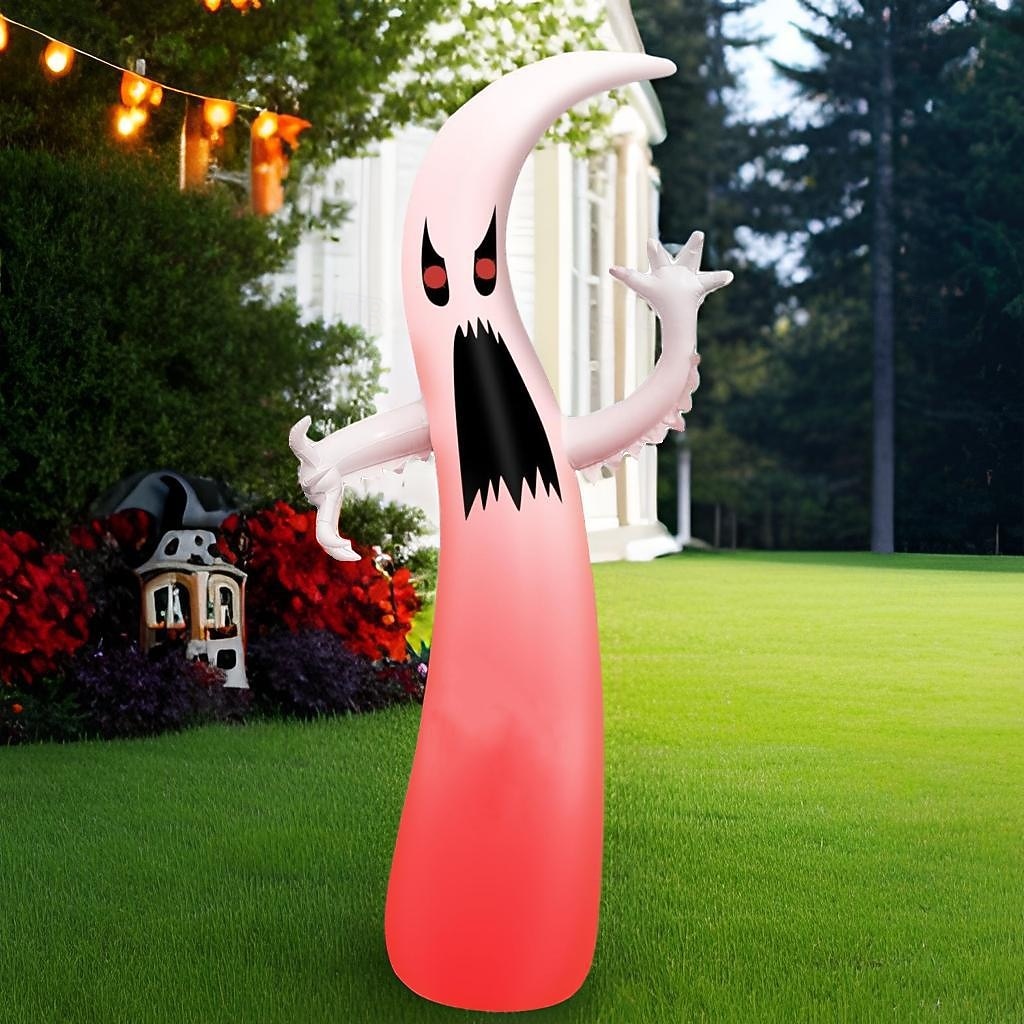 1 db 2,96 m / 9,71 láb halloweeni szellem rgb led lámpával pvc felfújható levegő modell aaa elemes távirányítóval kültéri udvari gyep kerti parti halloween fesztivál hangulat dekorációs világítás 2025 - $52.99 –P2