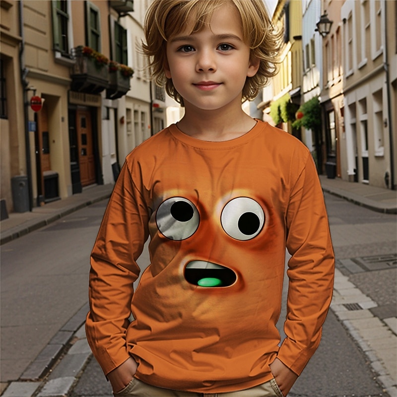 Maglietta per ragazzi con stampa 3D, divertente, a maniche lunghe, con stampa 3D, autunno inverno, basic, per bambini dai 4 ai 12 anni, girocollo, casual, per attività all'aperto, vestibilità del 2025 a $13.99 –P3