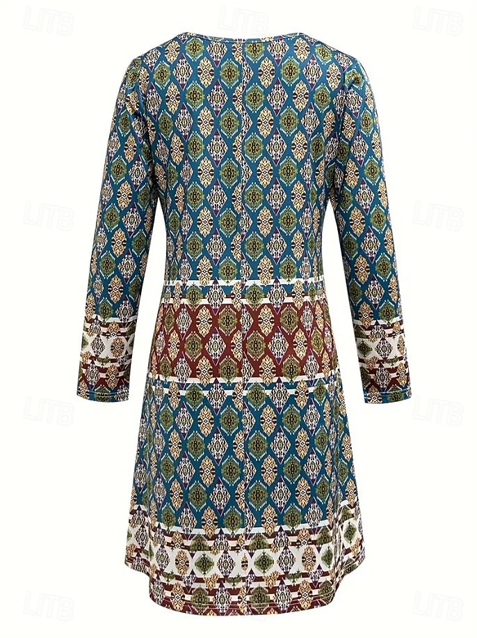 Pentru femei Rochie Mini Rochie casual Rochie de Vară Rochie A line Boemia Epocă Stilat Plajă Fit regulat Grafic Geometric Abstract Manșon Lung În V Trifoi Vară Primăvară Toamnă 2025 - $26.99 –P4
