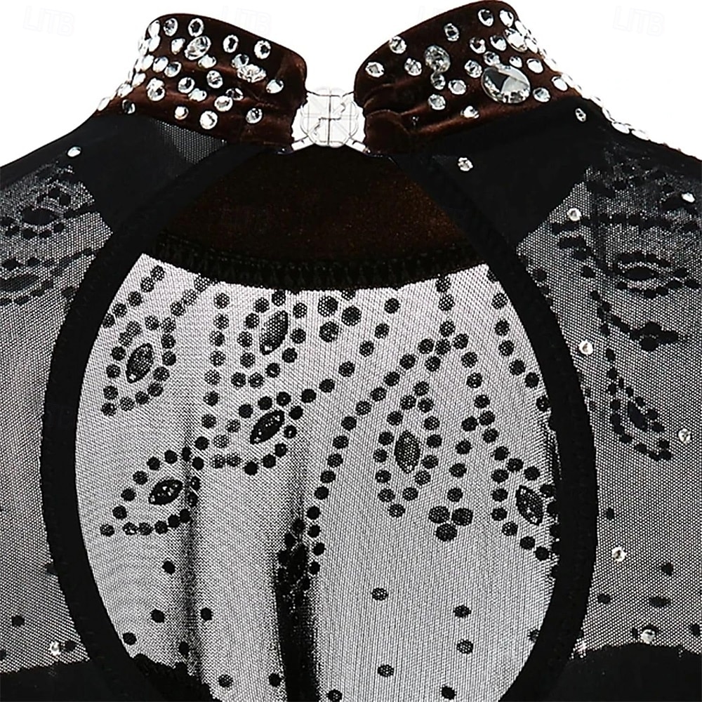 naisten taitoluistelupuku tytöille mustat strassit kilpailutanssiasut 2026 - $228.69 –P6