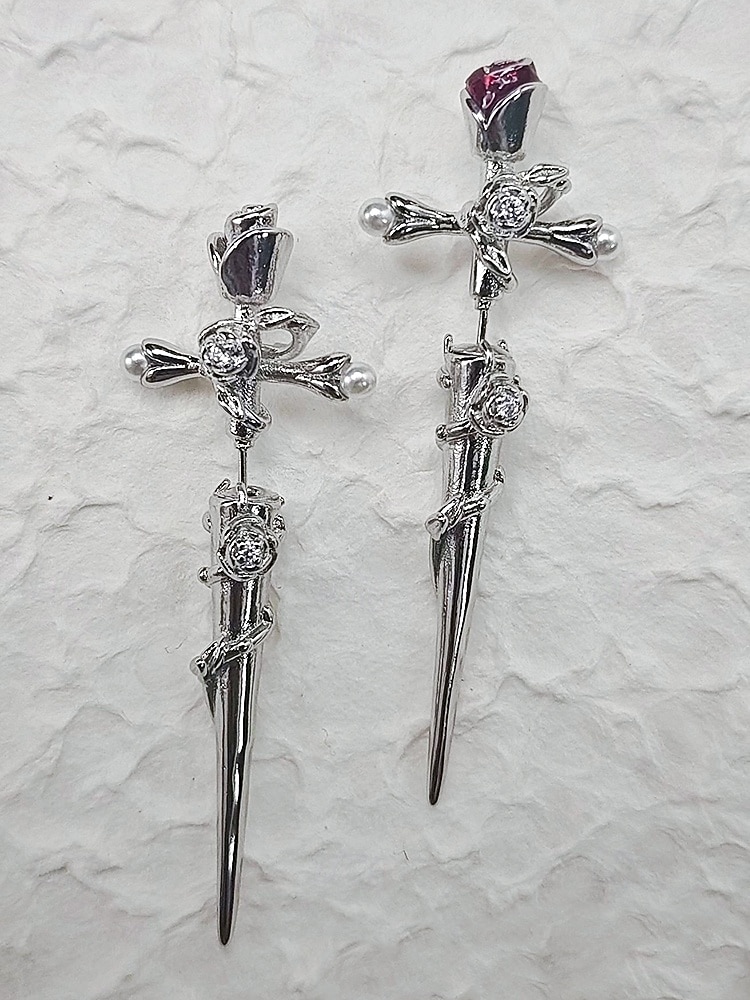 Γυναικεία Κρίκοι Ασημί Κόκκινο+Ασημί Κράμα Πανκ Βίντατζ Γκόθικ Cruce 2025 - $7.99 –P6