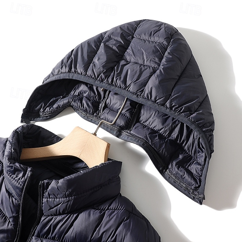 Pánské Puffer Vesta Kamizelka Vesta Dovolená Denní Rande Módní Na běžné nošení Podzim zima Kapsy Polyester Zahřívací Pohodlné Pevná barva Zip Kapuce Běžný Černá Námořnická modř Vesta 2025 - $24.99 –P7