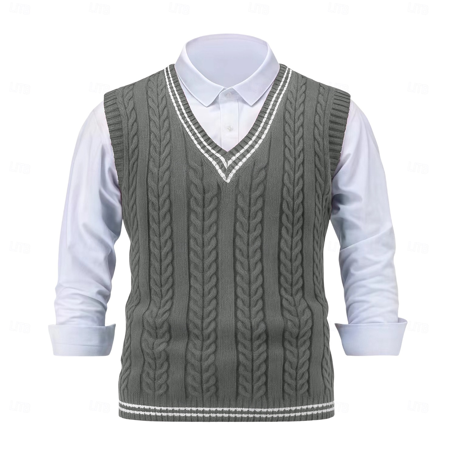 Herren Pullover Pullunder Zopfmuster Stricken Normale Oberteile Gestrickt Schmale Passform Geometrisch V Ausschnitt Strickware Zeitgenössisch Lässig Alltagskleidung Bekleidung Winter Frühling & Herbst 2025 - $25.99 –P1