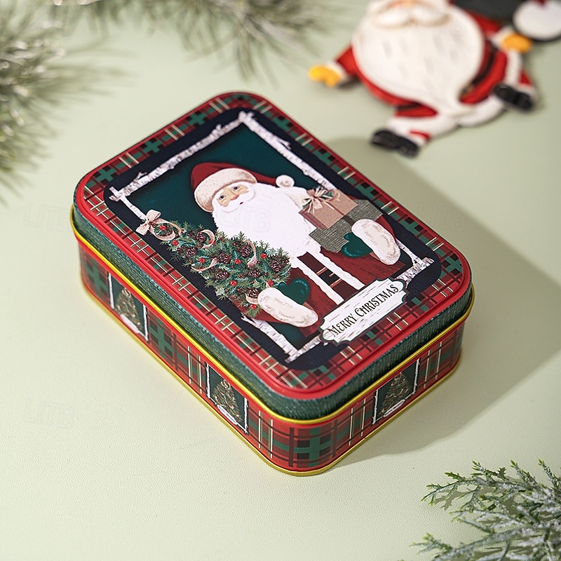 Kerstkoekjesblikken met deksels om cadeau te geven, kerstblikken, mini metalen doos met deksel, vakantie snoep, koekjesopslag, geschenkverpakking, feestelijke feestgunst, lege container 2025 - $5.99 –P9