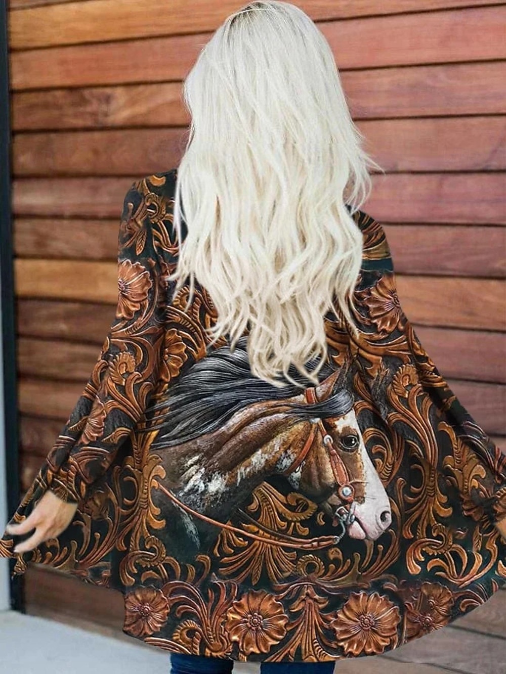 Femmes Veste Décontractée Chaud Confortable Ourlet irrégulier Élégant ancien Mode Moderne Animal Rue Occasionnel Athleisure Quotidien Long Sans Col Coupe Ample manche longue Vêtements d'extérieur de 2025 ? $23.99 –P2