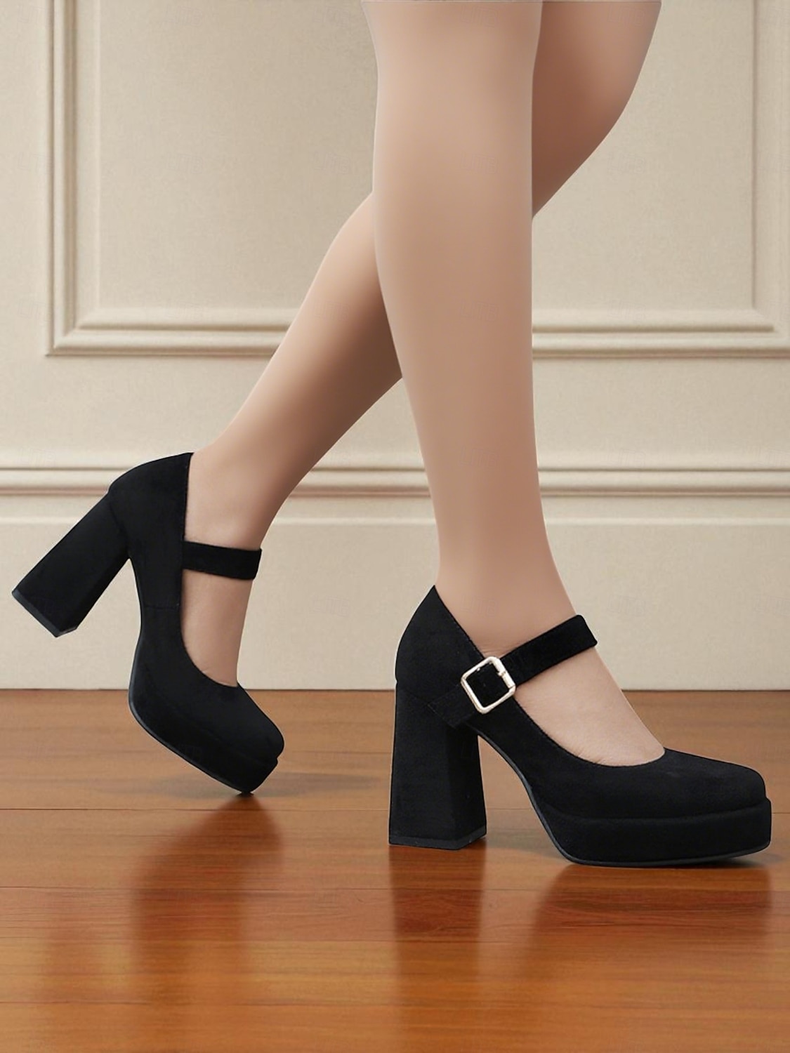 Women's Blue Suede Mary Jane Block Heel Pumps – Platform Round Toe Buckle Strap 1950s Vintage Party Shoes for Weddings, Cocktail, and Evening Outfits 2025 - $54.99 –P8