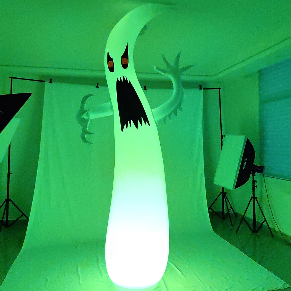 1 db 2,96 m / 9,71 láb halloweeni szellem rgb led lámpával pvc felfújható levegő modell aaa elemes távirányítóval kültéri udvari gyep kerti parti halloween fesztivál hangulat dekorációs világítás 2025 - $52.99 –P4