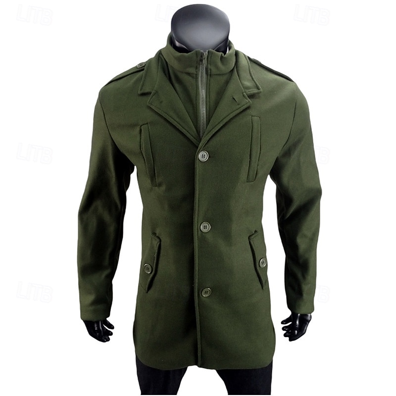 Per uomo Cappotto da marinaio Trench Vacanza Quotidiano Autunno Inverno Poliestere Antivento Capispalla Abbigliamento Moda Classico Semplice Tasca Collo alla coreana Monopetto del 2025 a $48.99 –P8