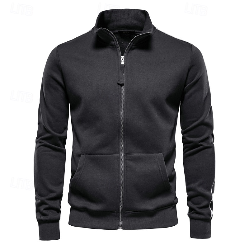 Hombre Sudadera Sudadera con cremallera completa Negro Azul Marino Caqui Gris Claro Gris Oscuro Cuello Alto Plano Retazos Deporte Casual Diario Ropa de calle Fresco Ropa deportiva Primavera & Otoño 2026 - $34.99 –P5