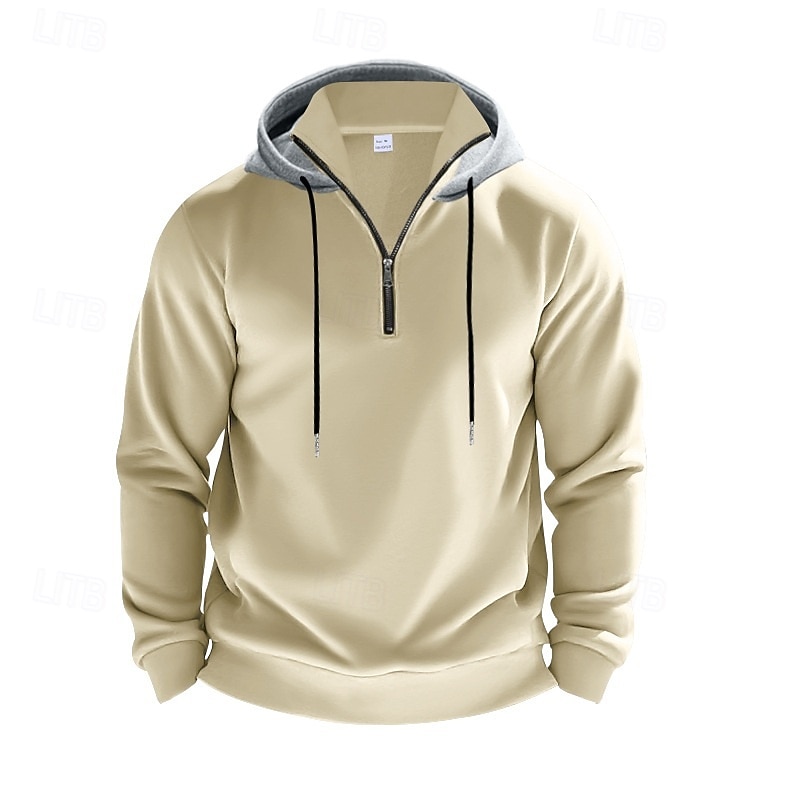 Hombre Sudadera Sudadera Con Capucha Sudadera con capucha y cremallera de un cuarto Sudadera con capucha de lana Albaricoque Negro Blanco Rojo Burdeos Con Capucha Plano Cremallera Bolsillo Deporte 2025 - $23.99 –P9