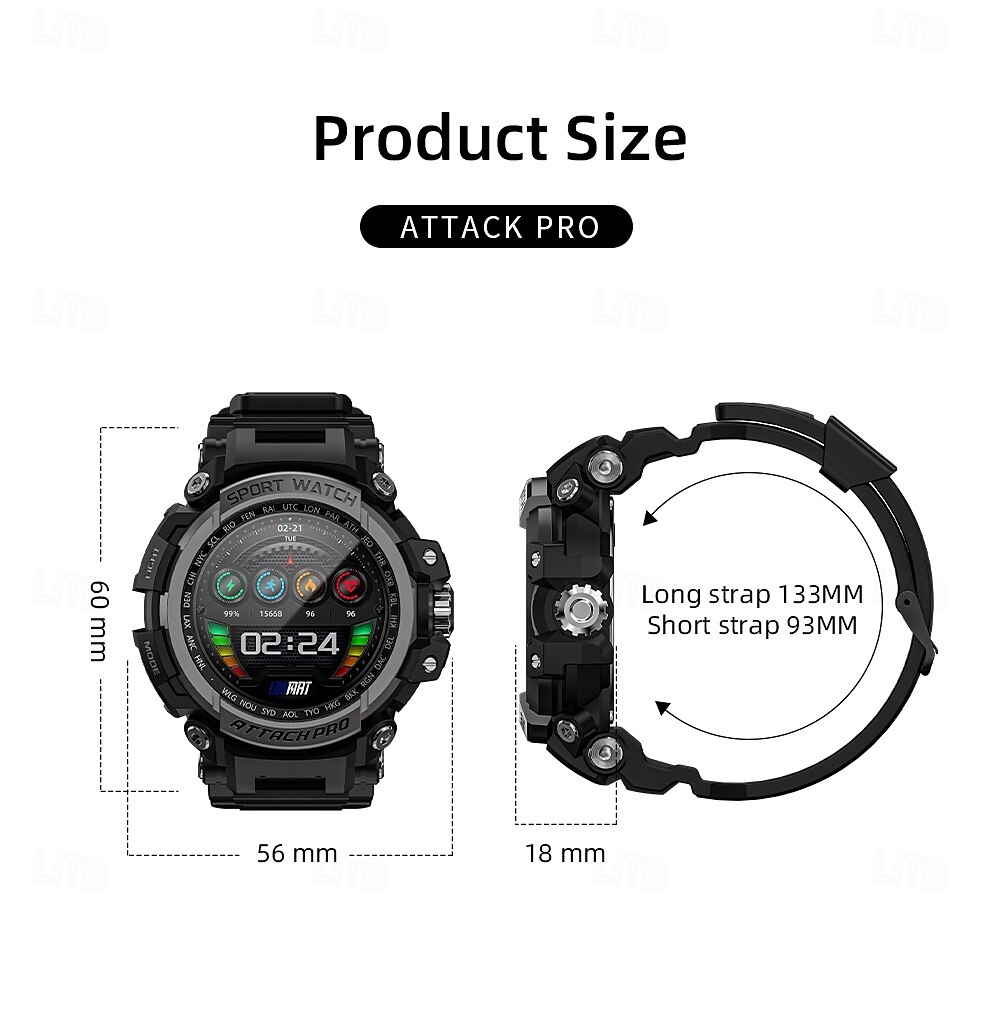 LOKMAT ATTACK PRO Умные часы 1.32 дюймовый Смарт Часы Bluetooth Педометр Напоминание о звонке Датчик для отслеживания сна Совместим с Android iOS Женский Мужчины 2025 - $49.99 –P19