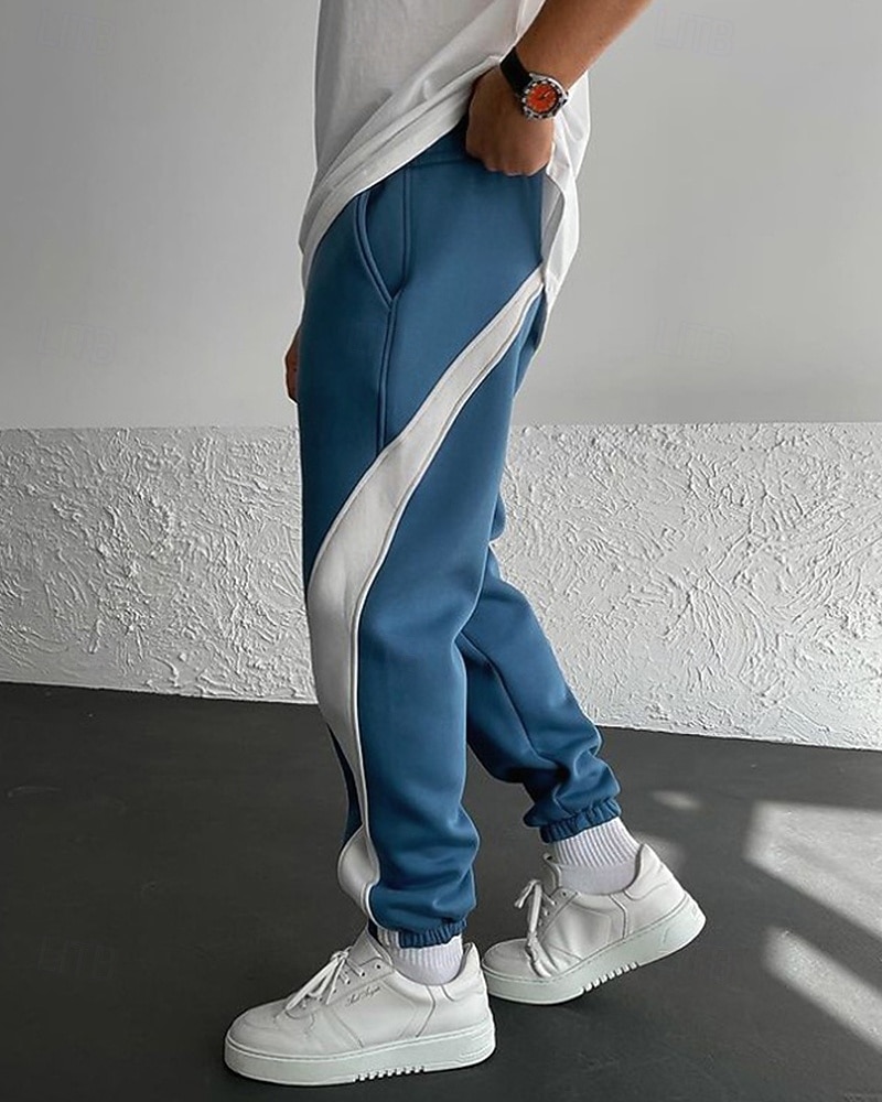Pánské Tepláky Běžec Kalhoty Šňůrky Kapsy Elastický pas Barevné bloky Pohodlné Outdoorové sporty Denní Módní Na běžné nošení Černočervená Bílá  / modrá Lehce elastické 2025 - $29.99 –P2