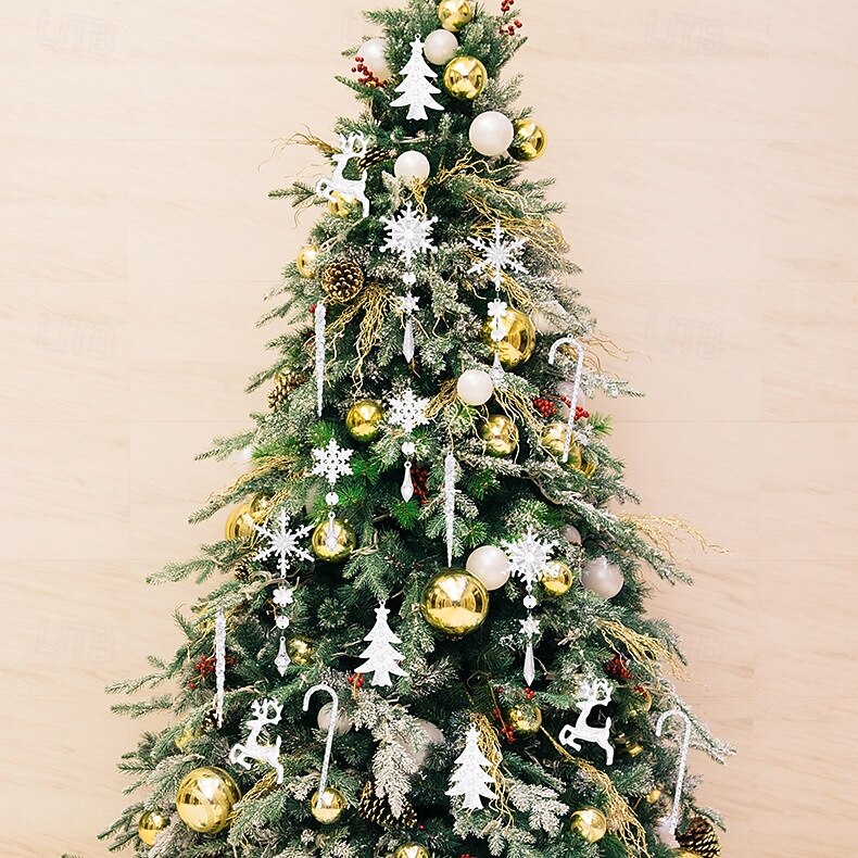 18 ornamente de cristal pentru brad de Crăciun - ornamente de cristal acrilice suspendate în formă de țurțuri de zăpadă de Crăciun pentru brad de Crăciun, articole de petrecere de iarnă pentru Anul 2025 - $17.99 –P11