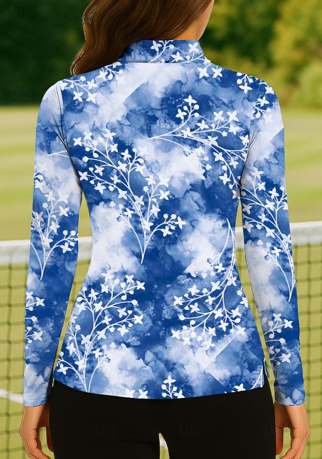 Mulheres Tintura Tie Dye Plantas Tropical Botânico floral Tops Camisa polo de caminhada Camisa de tênis Camiseta de tênis Manga Longa Imprimir Quarter Zip Pullover UPF50+ Proteção UV Elástico de 2026 por $25.99 –P2
