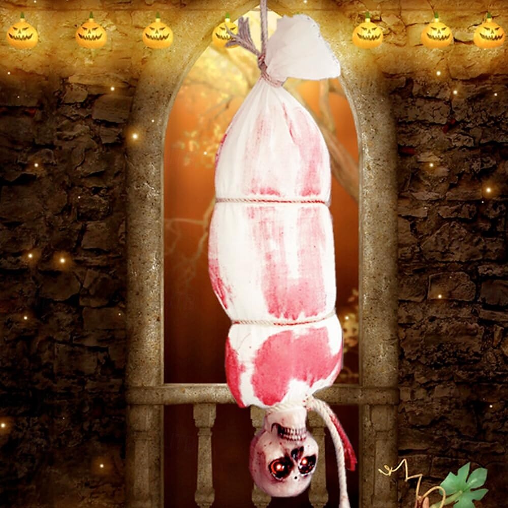 τρομακτικές διακοσμήσεις για το Halloween, κρεμαστό κουκούλι, κινούμενο σχέδιο με αιματηρό κρανίο, πτώμα με λαμπερά μάτια &Τρομακτικός ήχος για στοιχειωμένο σπίτι, στηρίγματα για πάρτι, διακόσμηση 2025 - $97.99 –P5