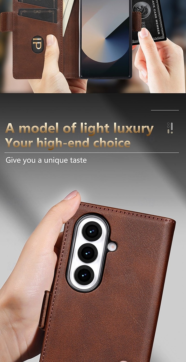 Phone Case For Samsung Galaxy Z Fold 7 Z Fold 6 Z Fold 5 Z Fold 4 Back Cover Card Slot Shockproof Retro TPU PU Leather 2025 - $13.99 –P6