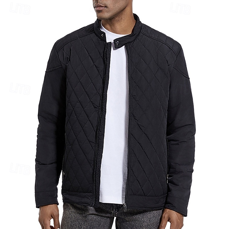 Herr Vinterkappa Quiltad jacka Anorak Ficka Polyester Semester Dagliga kläder Datum Normal Mode Ledigt Bekväm Håller värmen Vinter Enfärgad / vanlig färg Svart Kaki Armégrön Mörkblå Pufferjacka 2025 - $57.99 –P5
