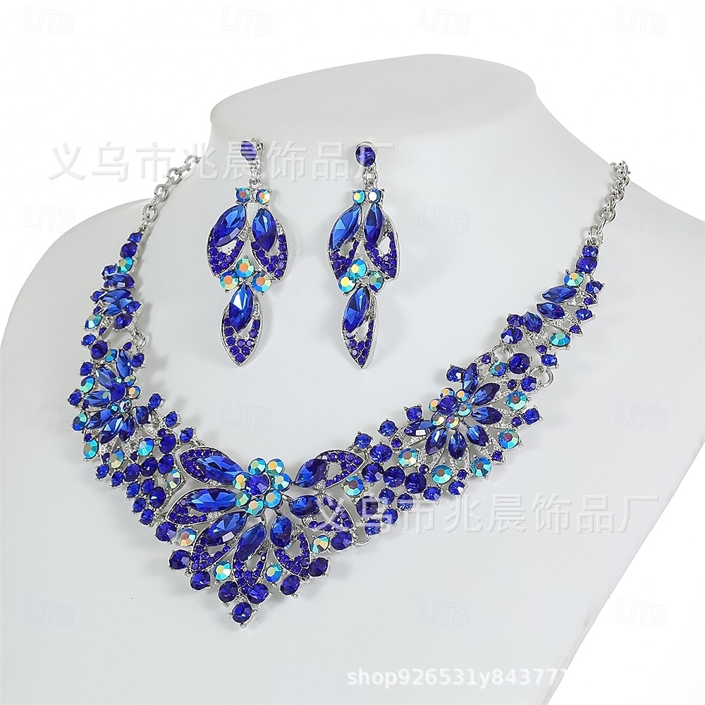 Jewelry Set Two-piece Suit Crystal Alloy Earrings Necklace Women's Elegant Vintage Fashion Vintage Style Classic Jewelry Set For Wedding Party Wedding Guest 2026 - $21.99 –P8