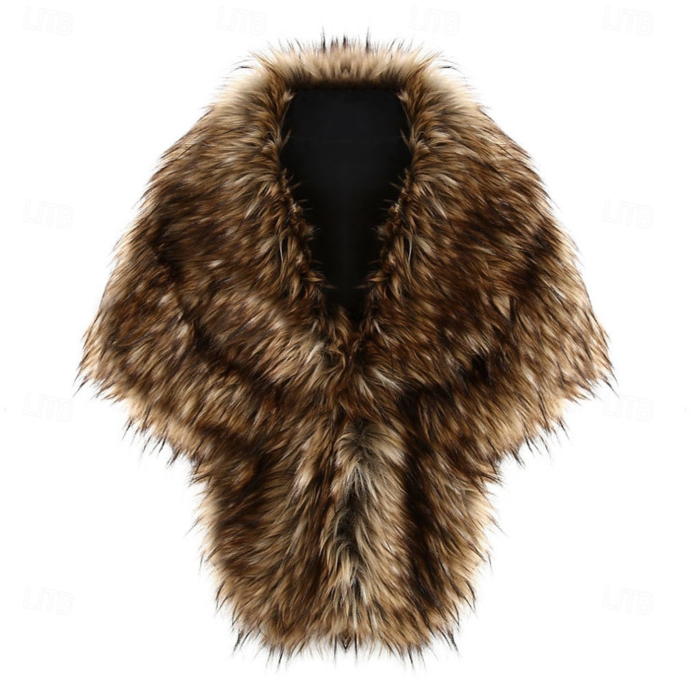 scialli e coprispalle in pelliccia sintetica da donna, sciarpe senza maniche per spose, sciarpe in pelliccia anni '20, stole in pelliccia da sposa con spilla, mantellina invernale in pelliccia per del 2025 a $39.99 –P4