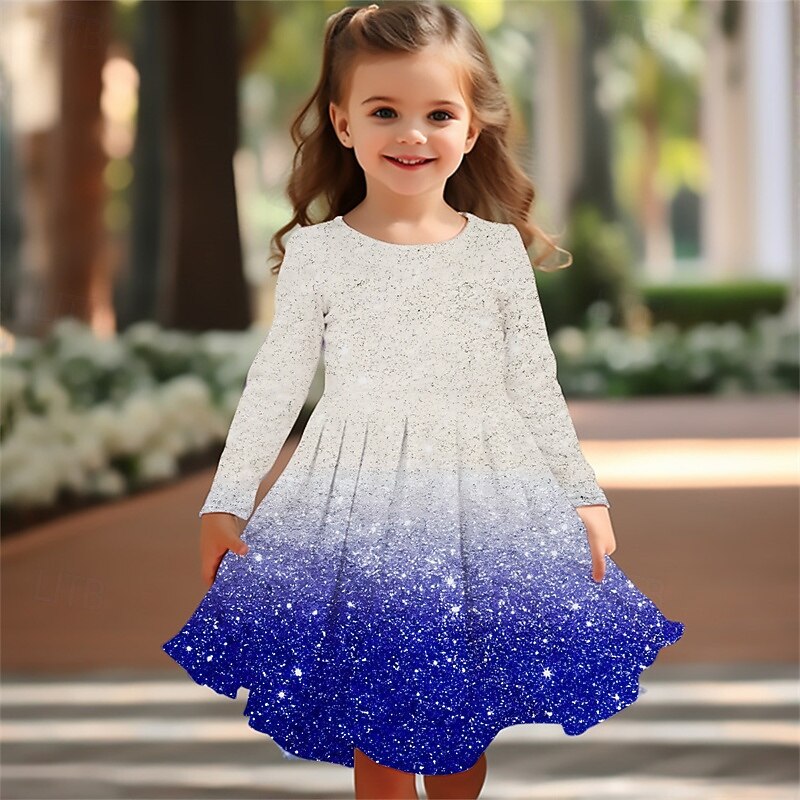 Mädchen' 3D Grafik Kleid Langarm Sommer Frühling Urlaub Täglich Ferien Prinzessin Schön Süß Kinder 4-12 Jahre Freizeitkleid A Linie Kleid Knielang Normale Passform 2025 - $16.99 –P1