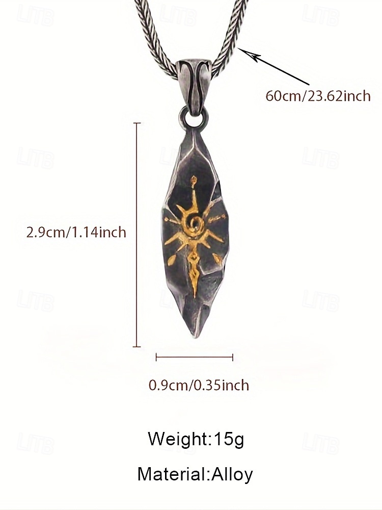 Men's Vintage Sun Totem Pendant Necklace – Oxidized Metal Chain with Tribal Engraving, Gothic Jewelry for Daily Wear and Festivals 2025 - $7.99 –P7