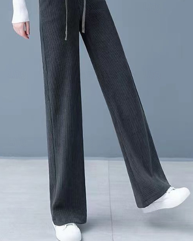 Naisten Vakosamettihousut Housut Suora Katutyyli Vapaa-aika Täyspitkä Luonnollinen Tavallinen Joustava kiristysnauhan suunnittelu Mukava Katu Pyhäpäivä Viikonloppu Tumma harmaa Musta Khaki Syksy 2025 - $20.99 –P8