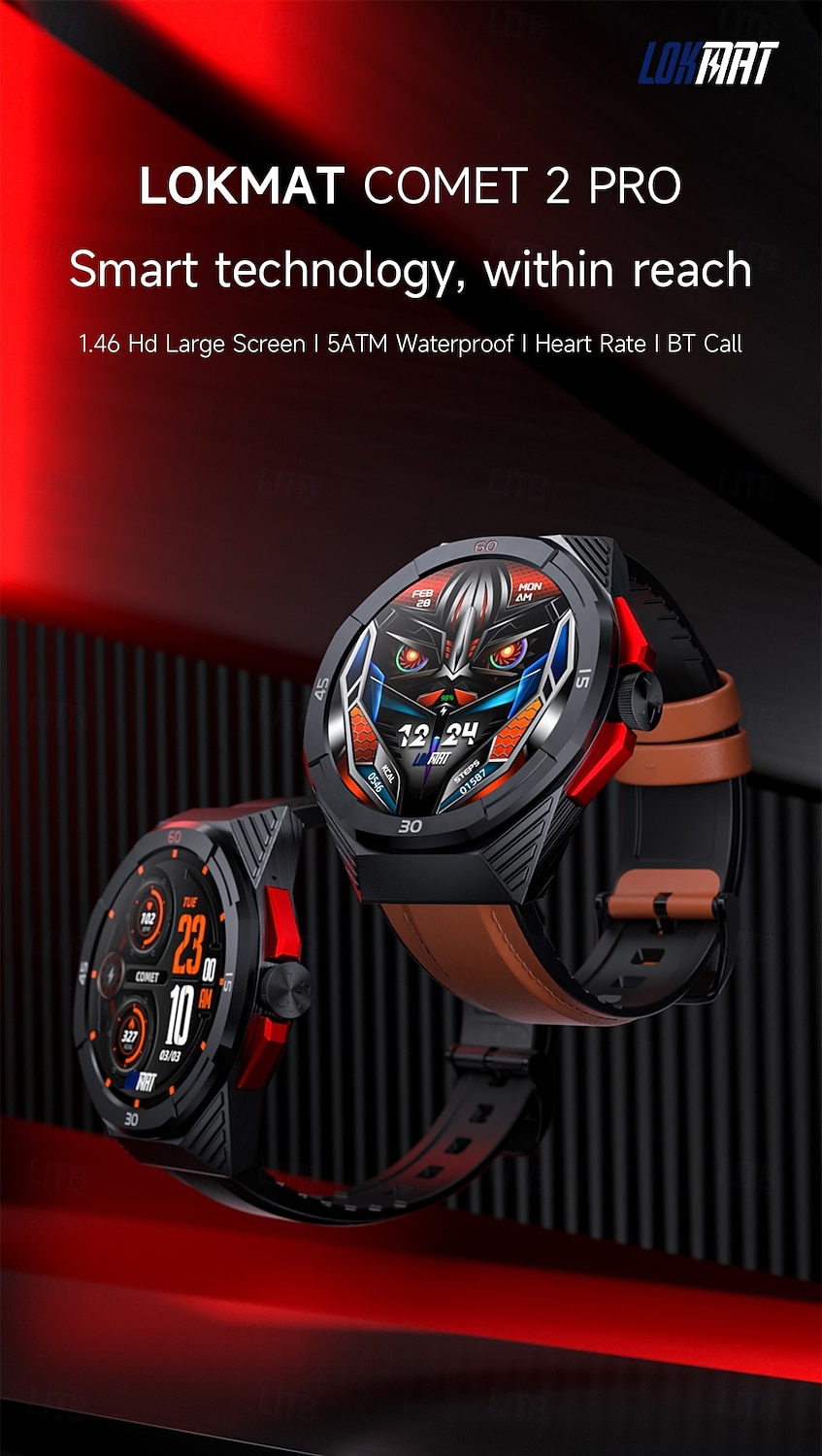 LOKMAT COMET 2 PRO Умные часы 1.46 дюймовый Смарт Часы Bluetooth Педометр Напоминание о звонке Датчик для отслеживания активности Совместим с Android iOS Женский Мужчины 2025 - $38.99 –P1