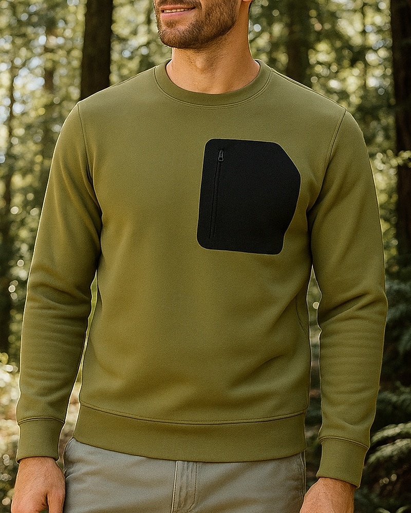 Herren Sporthemd Wanderhemd Langarm Rundhalsausschnitt Oberteil Außen Schnelltrocknend Atmungsaktiv Polyester Schwarz Armeegrün Khaki Tennis Golfspiel Laufen 2025 - $41.99 –P3