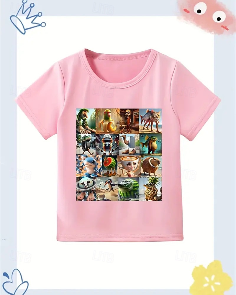 2025年 男の子用おもしろイタリアンブレインロットグラフィックTシャツ - 軽量で伸縮性のある生地を使用した軽量ストレッチTシャツ。4～12歳向け。普段使いにぴったりのカジュアルTシャツ。 &誕生日パーティーの衣装、子供用夏シャツ、遊び心のある子供用アプリ  コレクション – $11.99 –P8