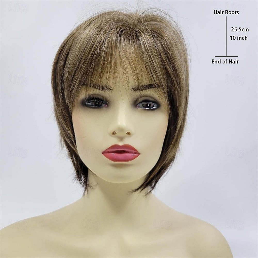 Peruca bob curta de 10 polegadas, estilo natural, marrom, lisa, para festa diária, para mulheres de 2026 por $23.99 –P3