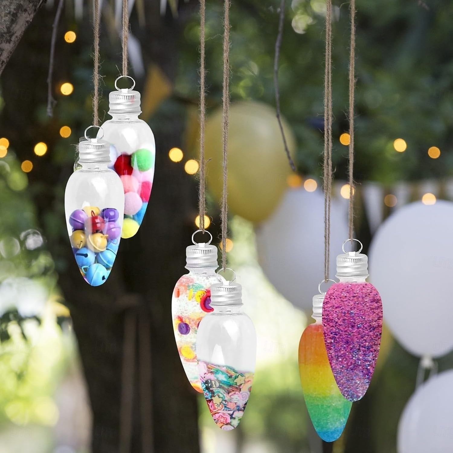 10 buc ornamente de Crăciun pentru becuri, recipient umplător pentru becuri transparente cu capace cu filet, borcan de plastic pentru bomboane, recipient umplător pentru becuri, ornament agățat, perfect pentru meșteșuguri DIY, bomboane, suc. 2025 - $6.49 –P4