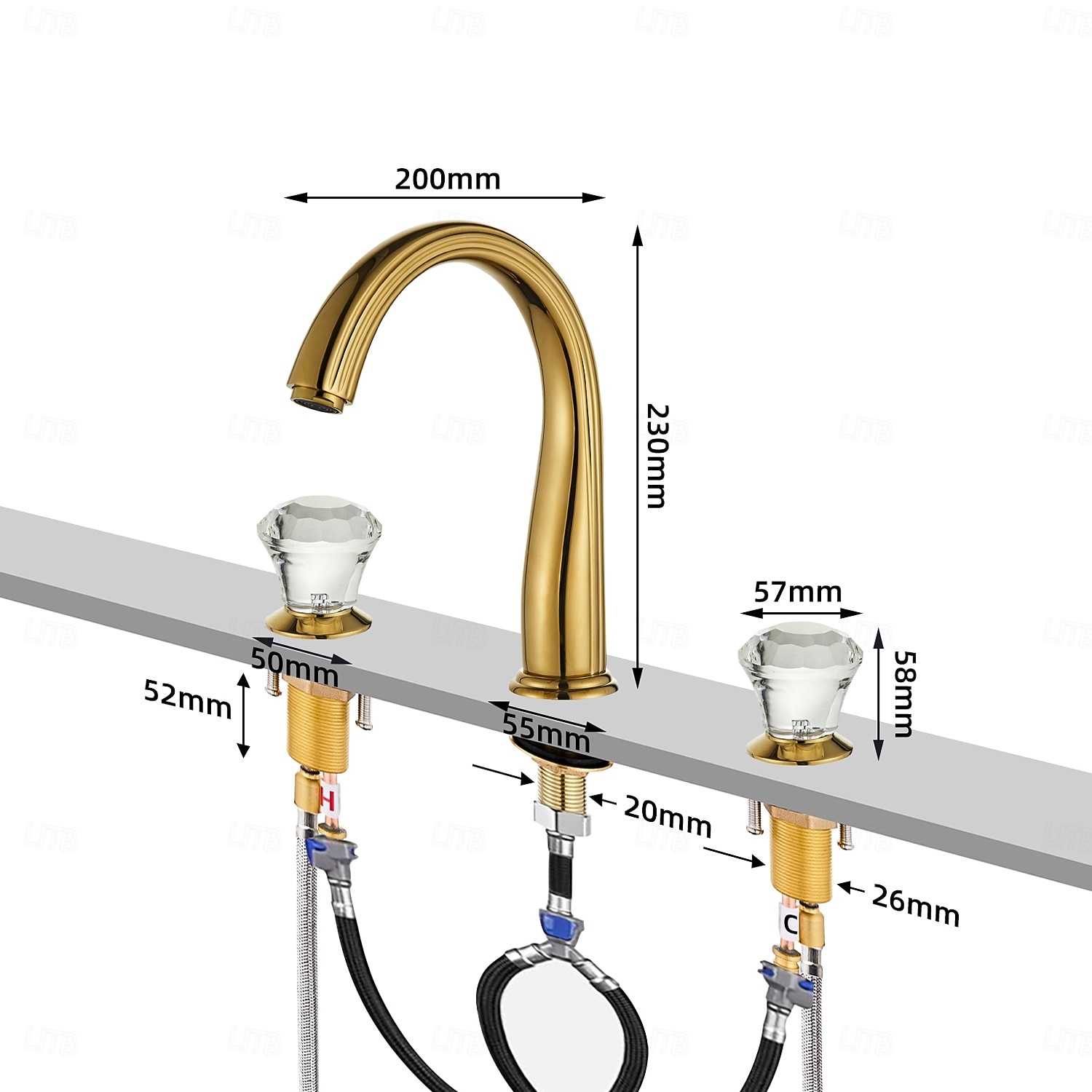 Robinet de lavabo - Classique / Séparé Électroplaqué Diffusion large Deux poignées trois trousBath Taps de 2025 ? $259.19 –P4