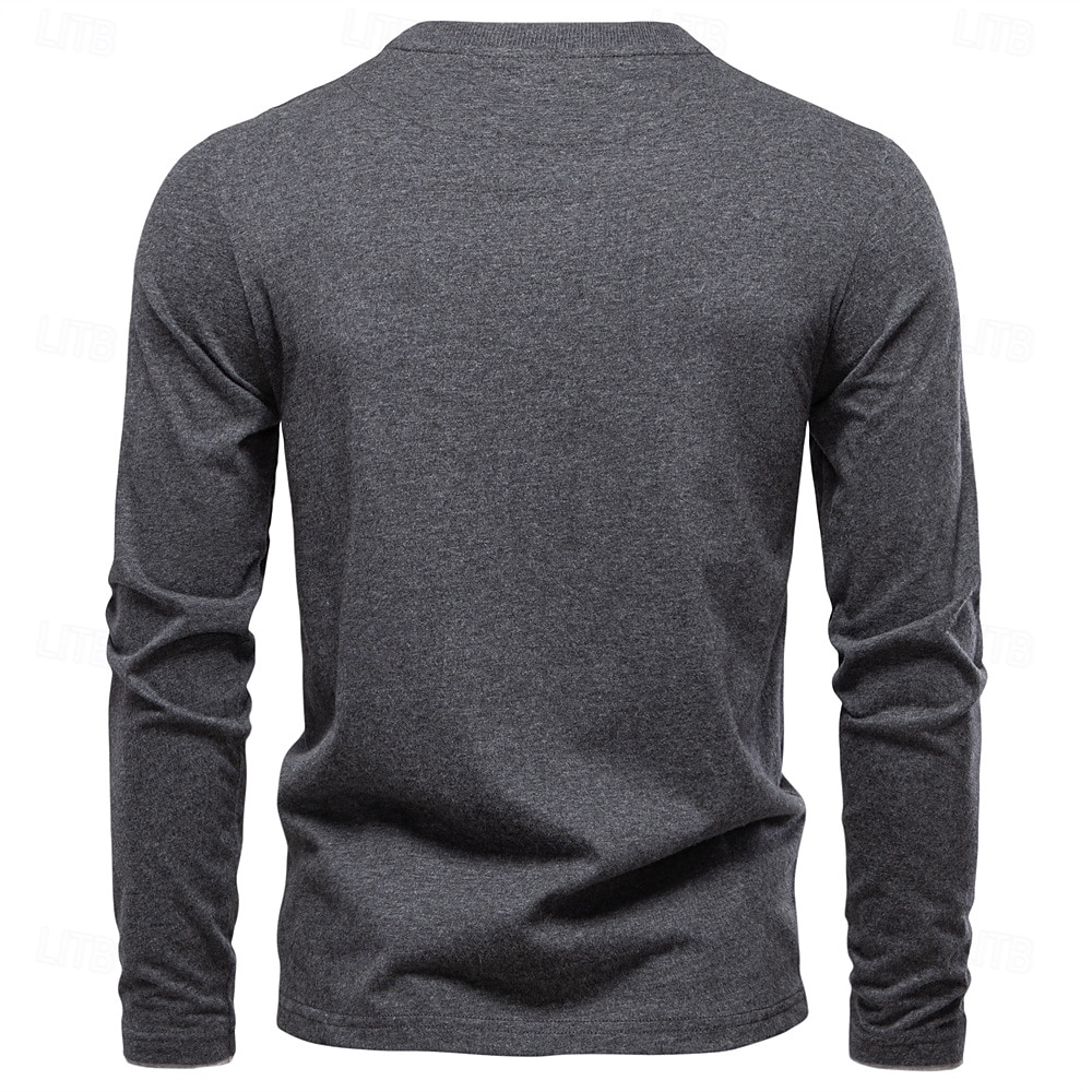 Herren Baumwollhemd Langarm Einfach Cool Täglich Lässig Farbblock Knöpfe Henley Schule Training Outdoor Ganzjahres Grau gefärbt Dunkelmarine Kaki Henley T-Shirt 2025 - $25.99 –P16