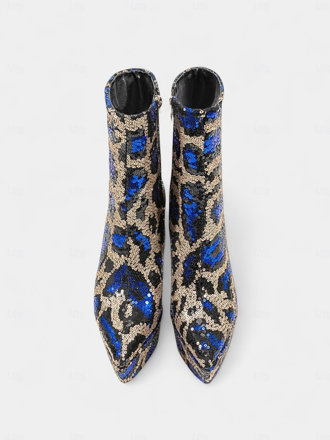 Γυναικεία μπλε και χρυσά μποτάκια στιλέτο με πλατφόρμα και πούλιες - έντονα υποδήματα για πάρτι, νυχτερινή ζωή 2025 - $89.99 –P7