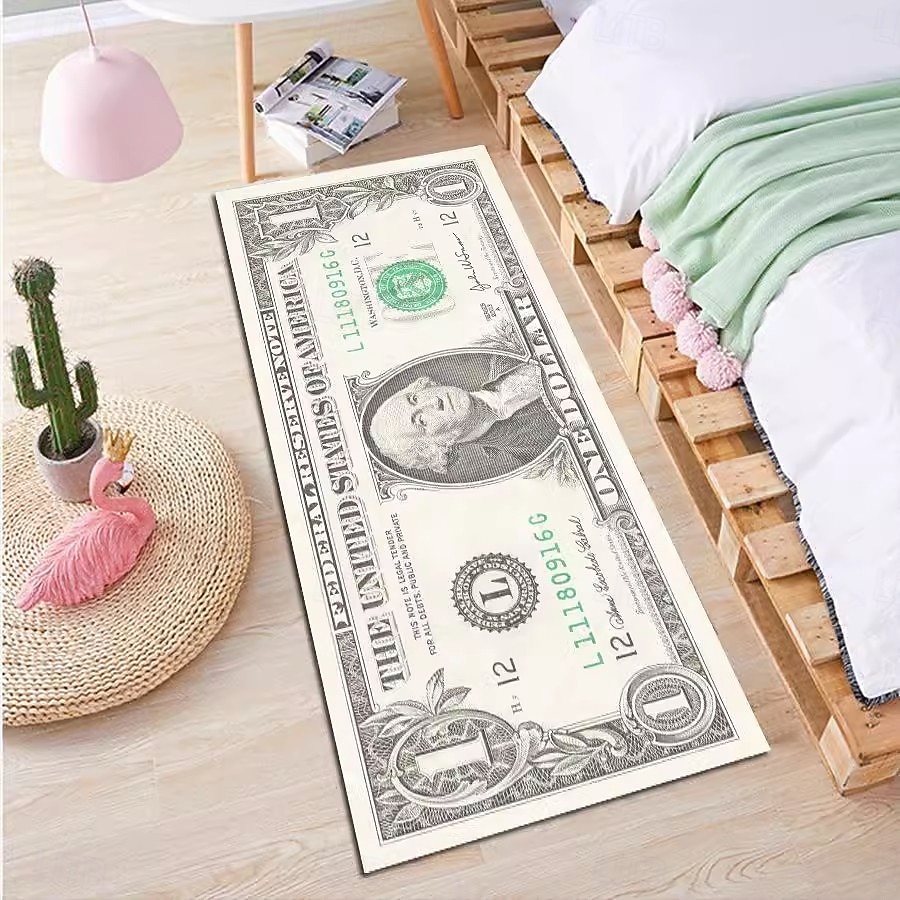 tapis créatif en forme de dollar, tapis de sol au design monétaire pour la cuisine, la chambre, la table de chevet, l'entrée et la décoration de la maison de 2026 ? $20.99 –P12