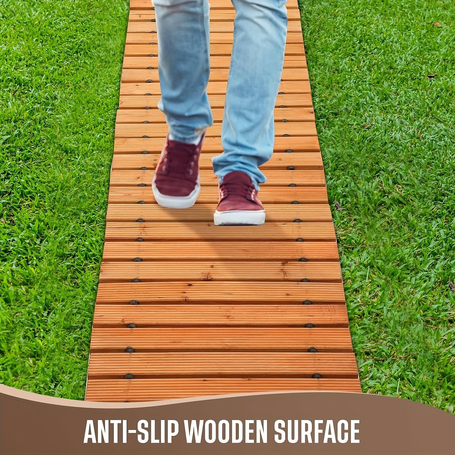 2025年 木製ガーデンパスウェイ1個 - 8フィート、滑り止め、手作り、屋外パティオ、庭園、庭、ビーチの遊歩道、結婚式用の装飾的な歩道。 &パーティー、クリスマス、感謝祭、バレンタインデー  コレクション – $92.99 –P5