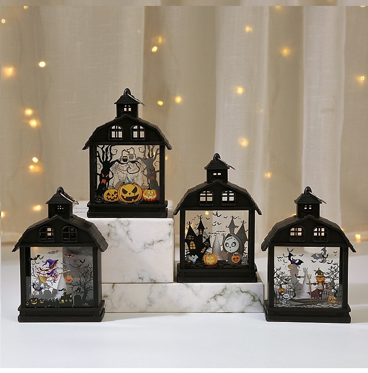 1 ks 14,5 * 9,9 cm halloweenská LED elektronická svíčka, větrná lucerna, dýně, čarodějnice, lebka, strašák, vnitřní a venkovní restaurace, ložnice, halloweenská festivalová atmosféra, dekorativní 2025 - $4.99 –P7