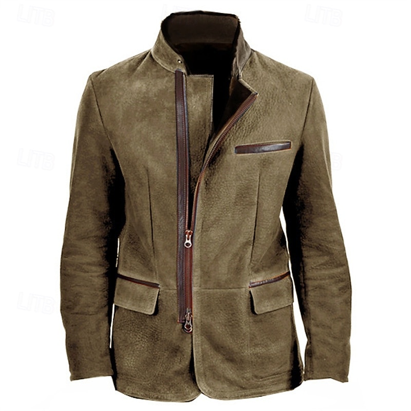 Per uomo Giacca in finta pelle scamosciata Giacca Casual Vacanza Quotidiano Caldo Tasca Autunno Inverno Semplice Moda Classico Collo alla coreana Regolare Cachi Grigio Giacca del 2025 a $62.99 –P2
