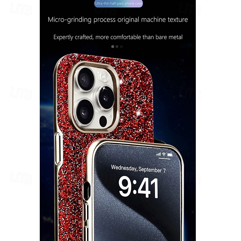 телефон Кейс для Назначение iPhone i16 15 14 Pro Max Plus 13 Pro Max Кейс на заднюю панель Поддержка беспроводной зарядки Блеск Блеск Блестящий Защита от удара Ретро ТПУ ПК 2026 - $21.99 –P9