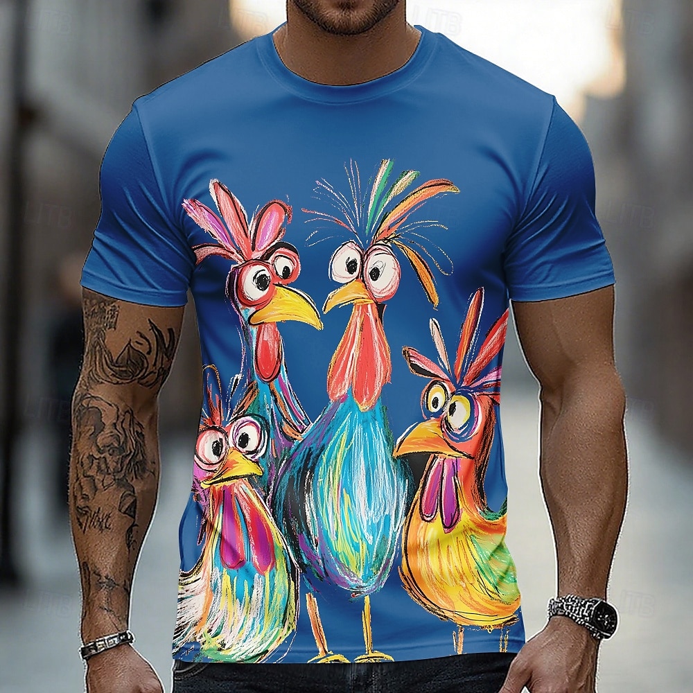 Bărbați Cocoș Amuzant Tricou Manșon scurt Tricou Tipărire 3D Stil Nautic Cămașă Exagerat Designer Petrecere Concediu Albastru piscină Negru Mov Vară Primăvară Îmbrăcăminte S M L XL XXL XXXL 2026 - $19.49 –P2