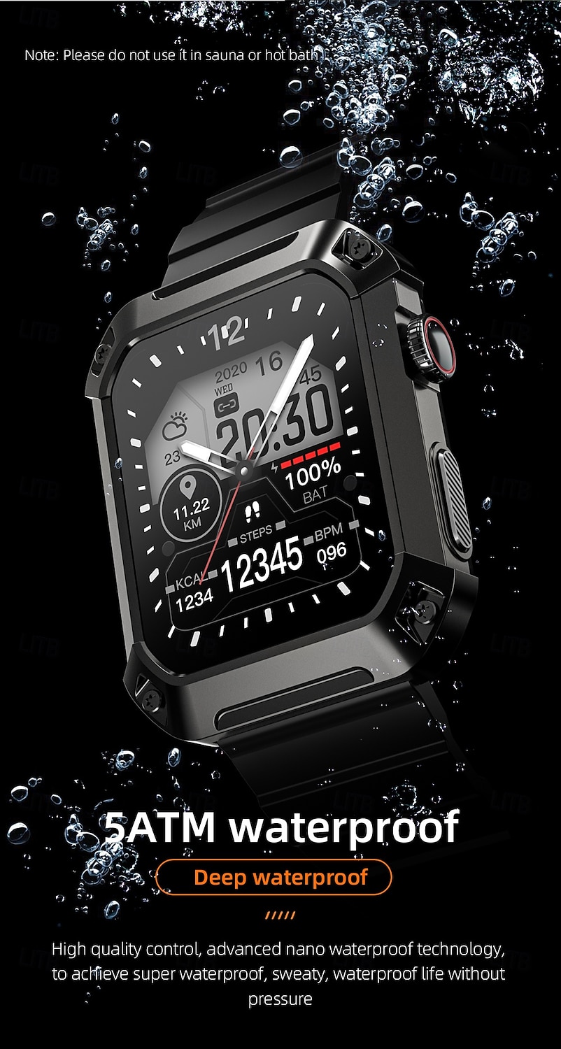 2025年 LOKMAT OCEAN 2 PRO スマートウォッチ 1.85 インチ スマート·ウォッチ ブルートゥース 歩数計 着信通知 アクティビティトラッカー と互換性があります Android iOS 女性 男性 長時間スタンバイ ハンドフリーコール 防水 IP68 51mmウォッチケース  コレクション – $35.99 –P4