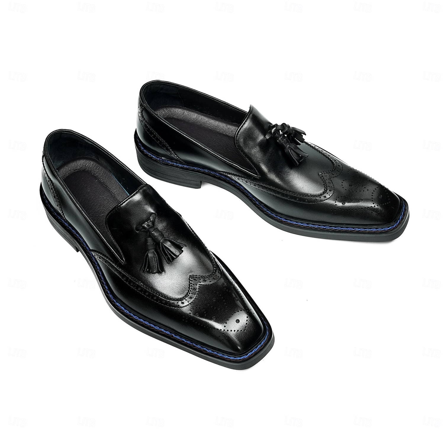 Heren leren loafers met kwastjes - klassieke brogueschoenen van echt koeienhuid met geperforeerde details, instapschoenen voor zakelijk gebruik, op kantoor, op bruiloften en bij elegante gelegenheden 2026 - $119.99 –P9