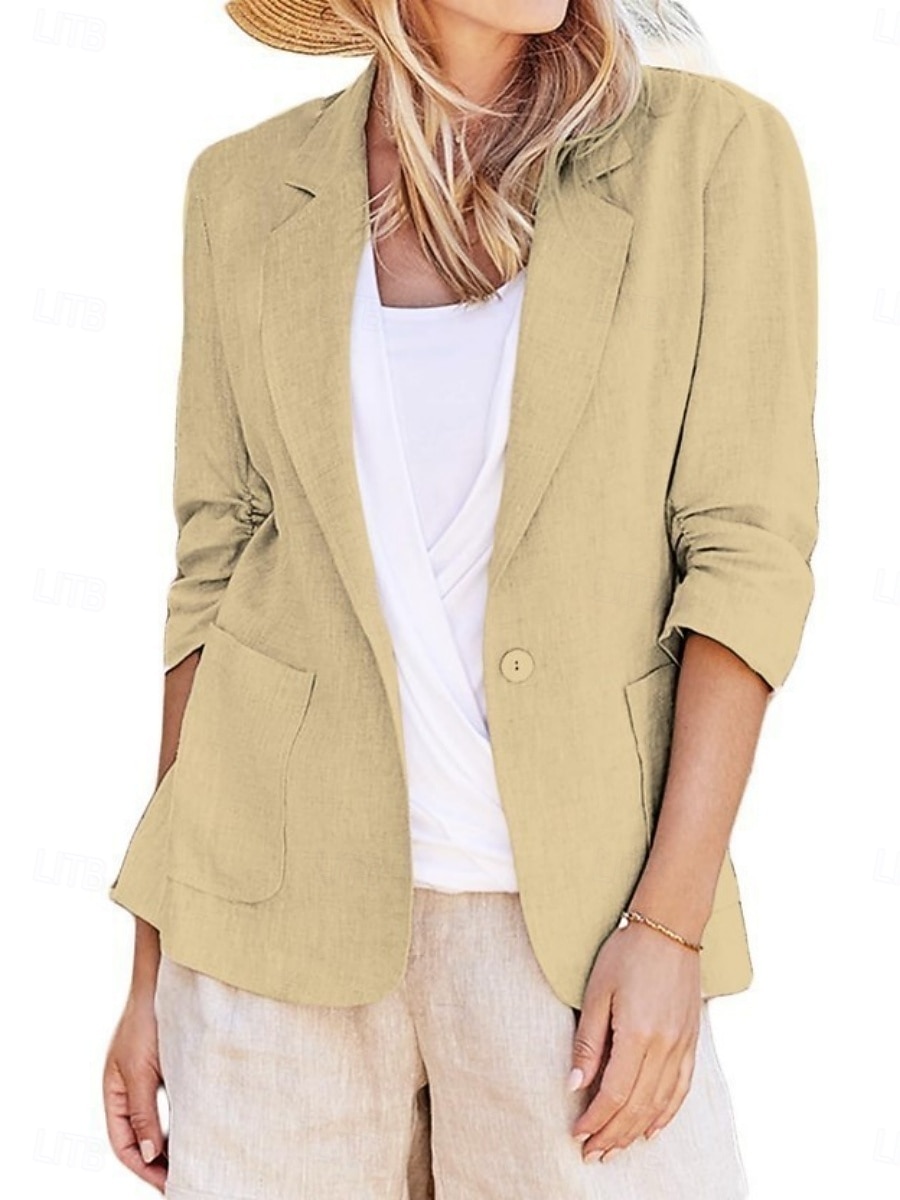 Damen Blazer Bequem Atmungsaktiv Tasche Knöpfe Mode Täglich Einfach Outdoor Lässig Täglich Einreihig Regulär Revers Normale Passform Langarm Oberbekleidung Schwarz Weiß Rosa Frühling Herbst 2025 - $22.99 –P1