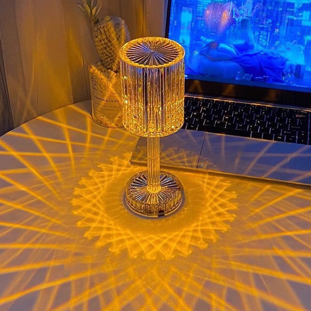 elegante abajur de cabeceira com toque de cristal - luz LED ajustável com bateria recarregável e carregamento USB, decoração de interiores, luminária de mesa moderna, luminária de mesa decorativa, luz de 2025 por $14.99 –P6