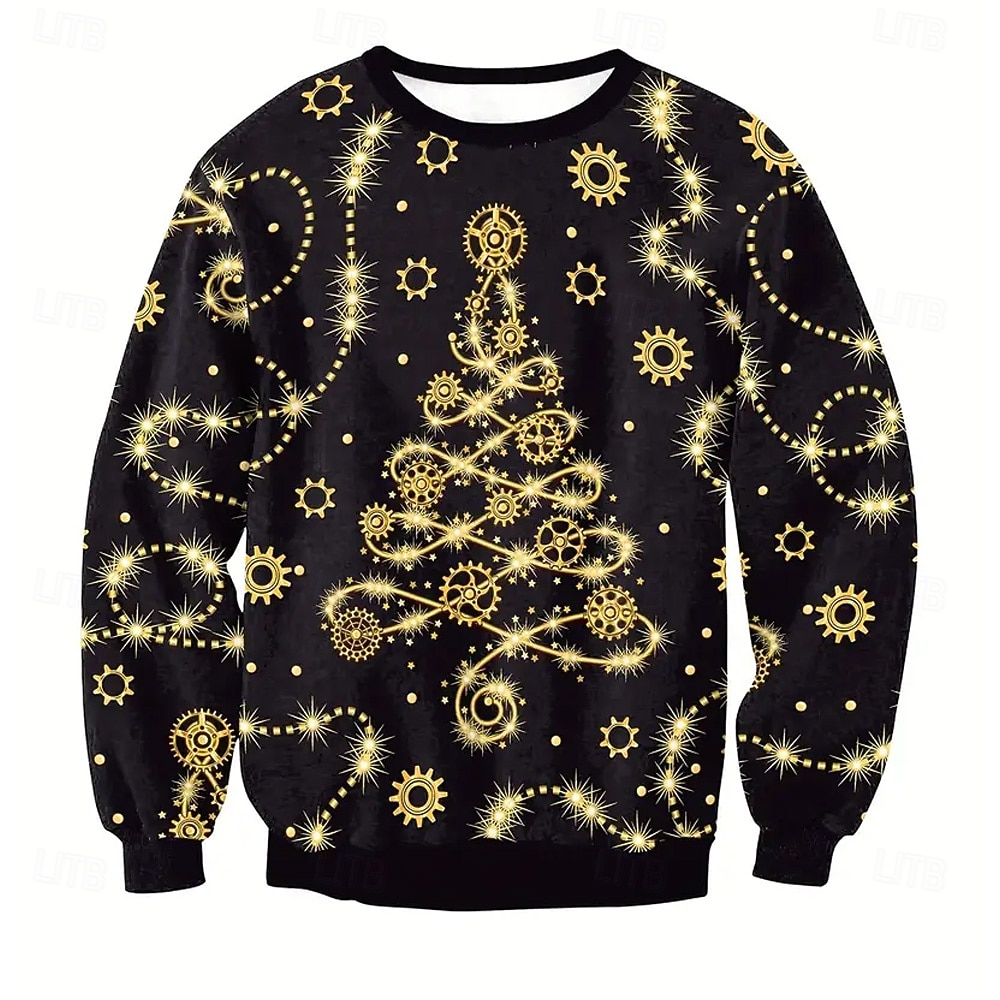 Jul Herr Julgran Pullover tröja Stickat Rund halsringning Ledigt Semester Gata Dagligen 3D-utskrift Stickat Håller värmen Långärmad Vår Höst Vinter Svart 2025 - $28.99 –P2