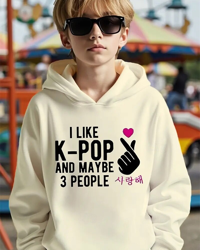 K-pop-huvtröja med grafisk design för pojkar - långärmad, avslappnad tröja med livfullt animetryck för höst/vinter, perfekt för vardagskläder eller speciella tillfällen. 2025 - $18.99 –P4