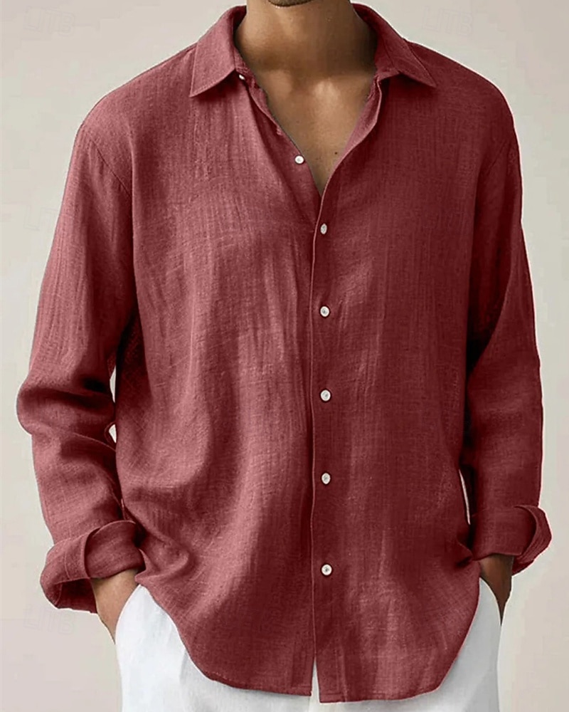 Per uomo Camicia Camicia Estiva Camicia casual Camicia da Spiaggia Camicia con Bottoni Giallo Rosso Verde Manica Lunga Semplice Bavero Vacanza Camicia hawaiana Abbigliamento Poliestere Moda Casual del 2025 a $18.49 –P3