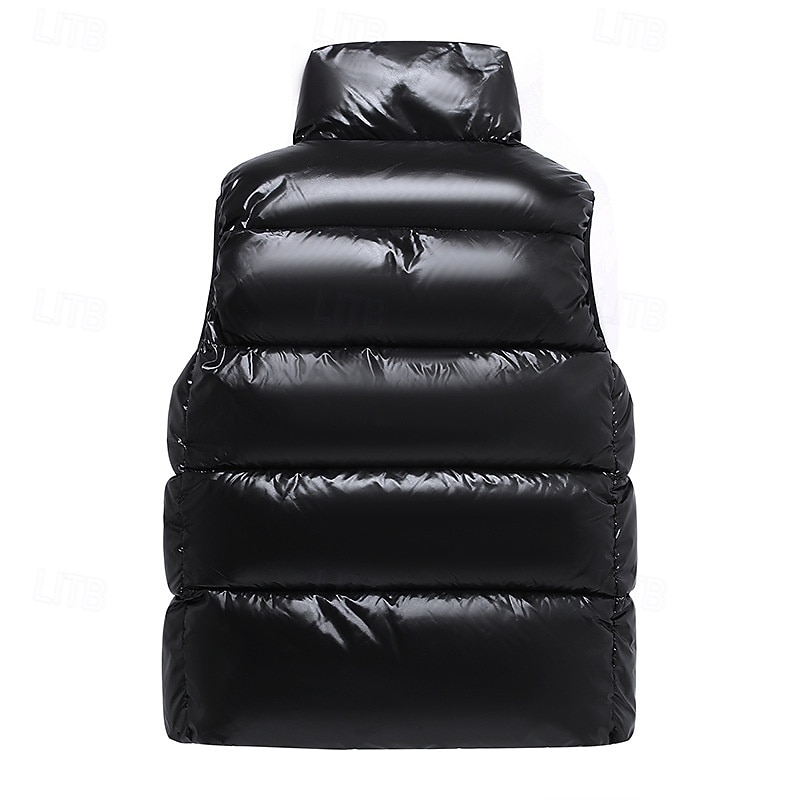 Pánské Puffer Vesta Kamizelka Vesta Dovolená Denní Rande Módní Na běžné nošení Podzim zima Kapsy Polyester Zahřívací Pohodlné Pevná barva Zip Stojáček Běžný Černá Vesta 2025 - $27.99 –P3