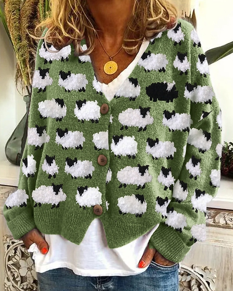 Damen Mantel Freizeitjacke Warm Bequem Druck Mode Modern Lässig Blumen Ausgehen Wochenende Einreihig Regulär V Ausschnitt Normale Passform Langarm Oberbekleidung Weiß Himmelblau Grün Herbst Winter 2025 - $22.99 –P4